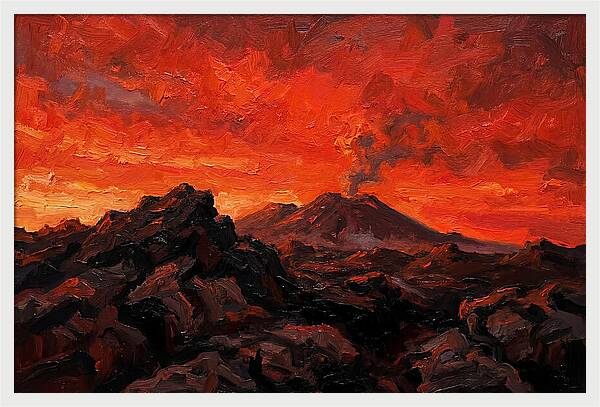 Volcanic Sunset Over Fiery Skies