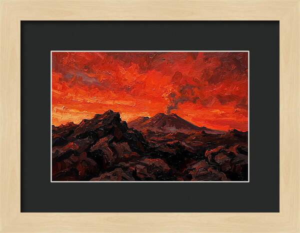 Volcanic Sunset Over Fiery Skies