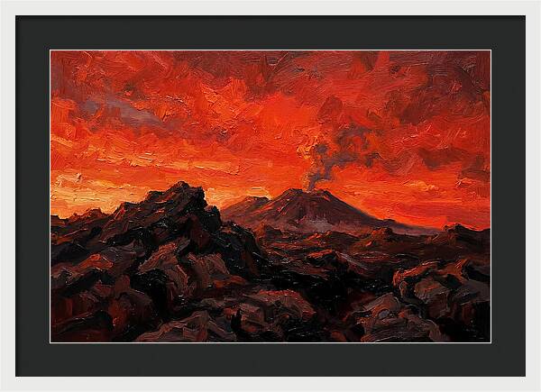 Volcanic Sunset Over Fiery Skies