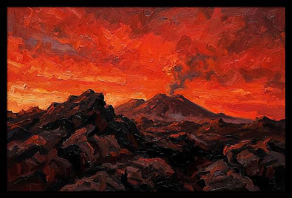 Volcanic Sunset Over Fiery Skies