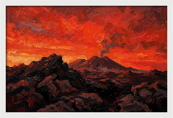 Volcanic Sunset Over Fiery Skies
