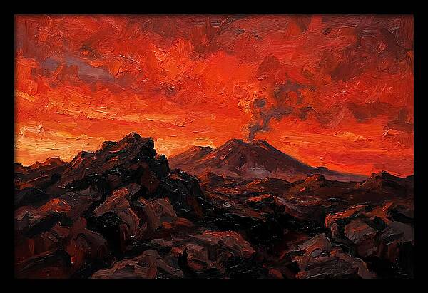 Volcanic Sunset Over Fiery Skies