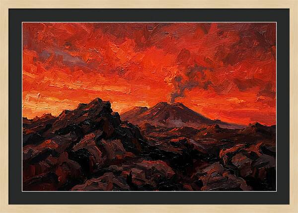 Volcanic Sunset Over Fiery Skies