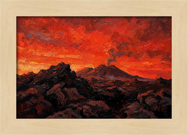 Volcanic Sunset Over Fiery Skies