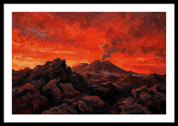 Volcanic Sunset Over Fiery Skies