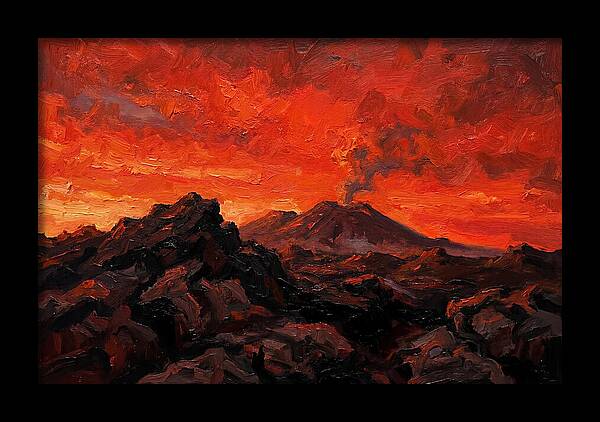 Volcanic Sunset Over Fiery Skies
