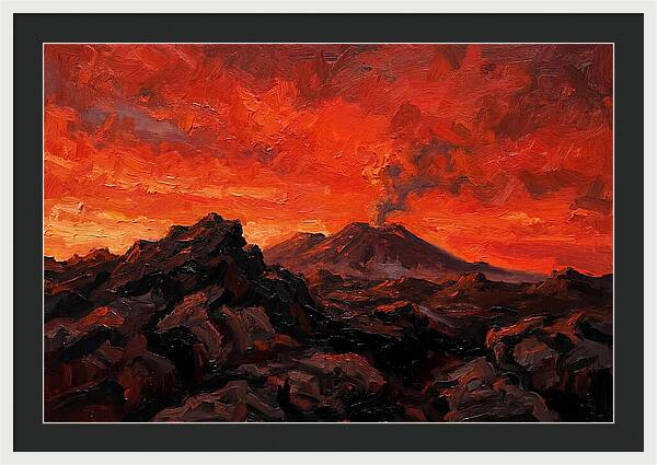 Volcanic Sunset Over Fiery Skies