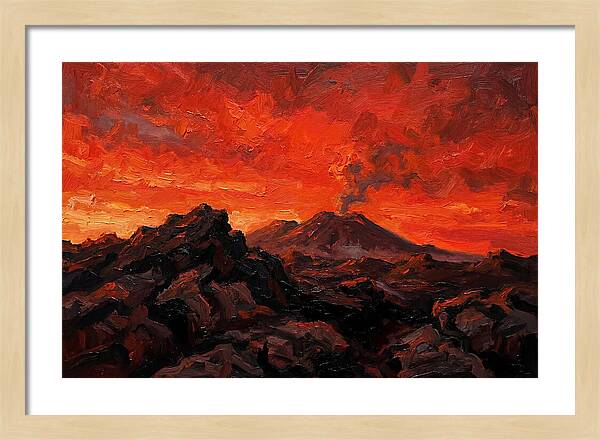 Volcanic Sunset Over Fiery Skies