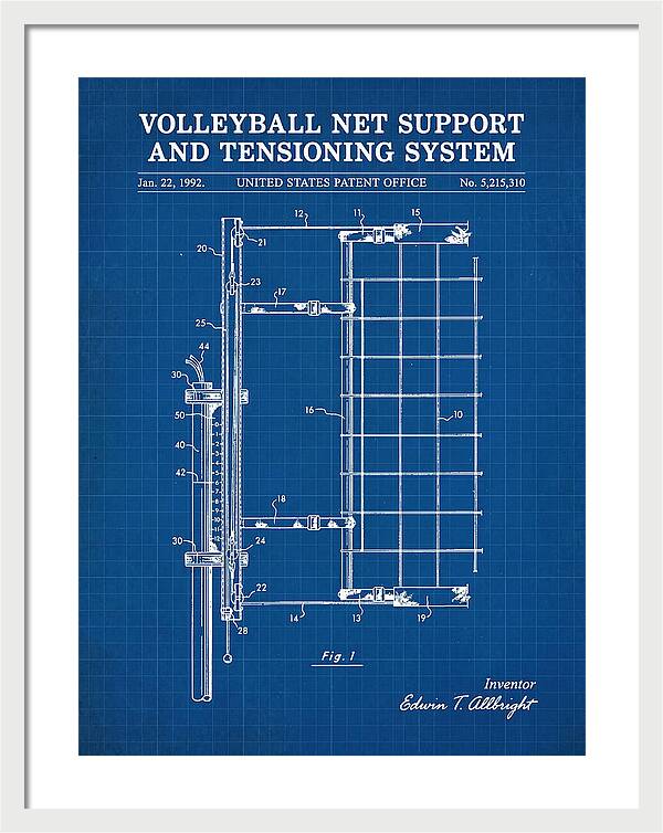 Volleyball Net Support And Tensioning System Blueprint Patent Us5215310