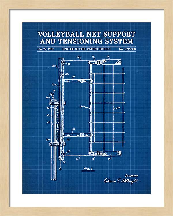 Volleyball Net Support And Tensioning System Blueprint Patent Us5215310
