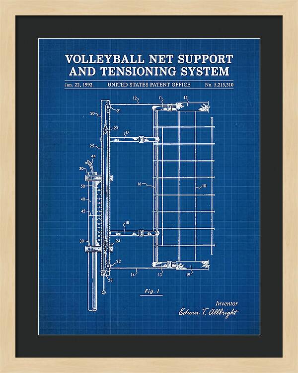 Volleyball Net Support And Tensioning System Blueprint Patent Us5215310