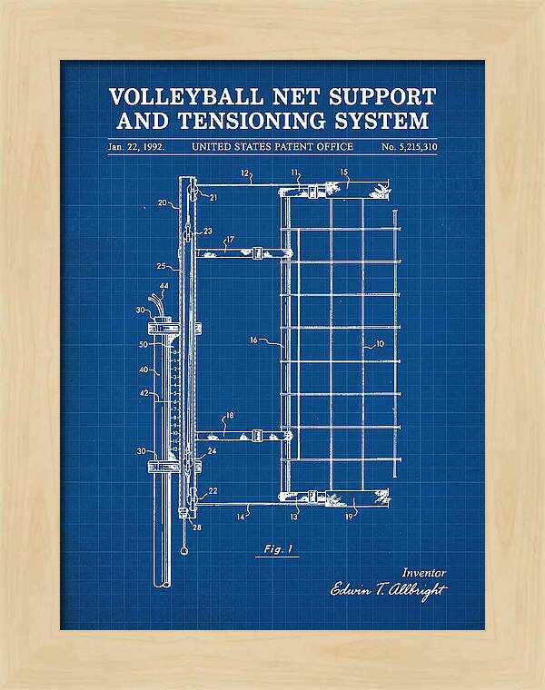 Volleyball Net Support And Tensioning System Blueprint Patent Us5215310