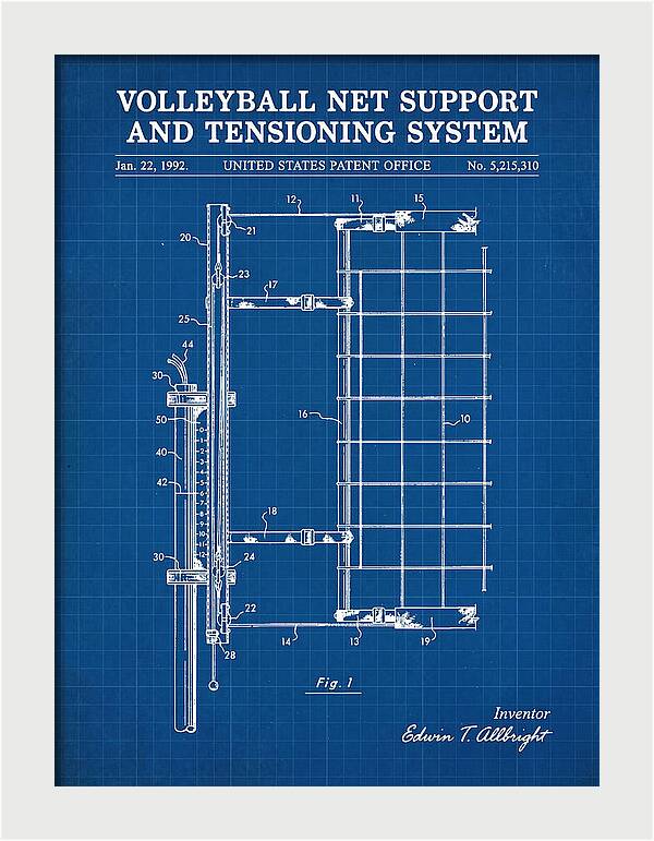 Volleyball Net Support And Tensioning System Blueprint Patent Us5215310