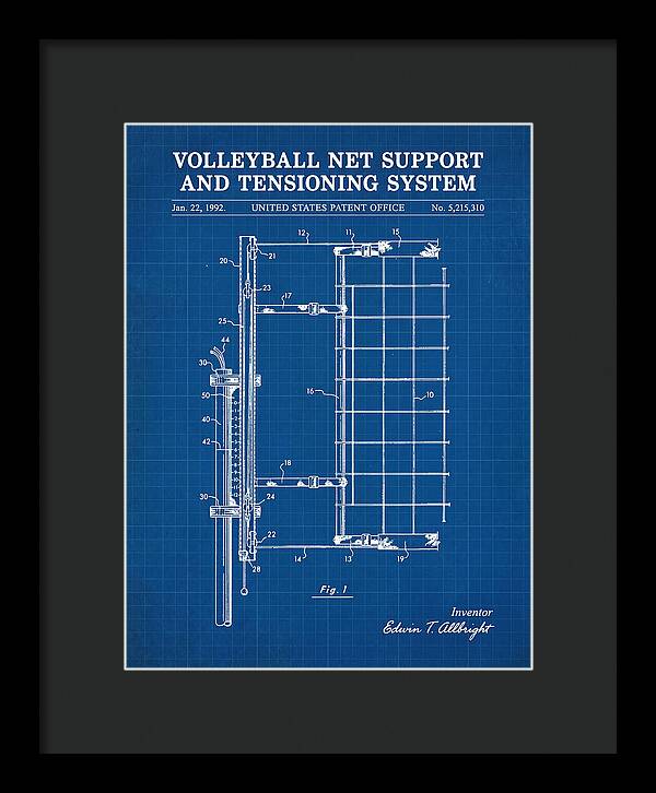 Volleyball Net Support And Tensioning System Blueprint Patent Us5215310