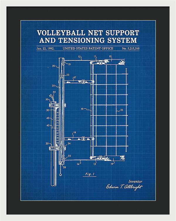 Volleyball Net Support And Tensioning System Blueprint Patent Us5215310