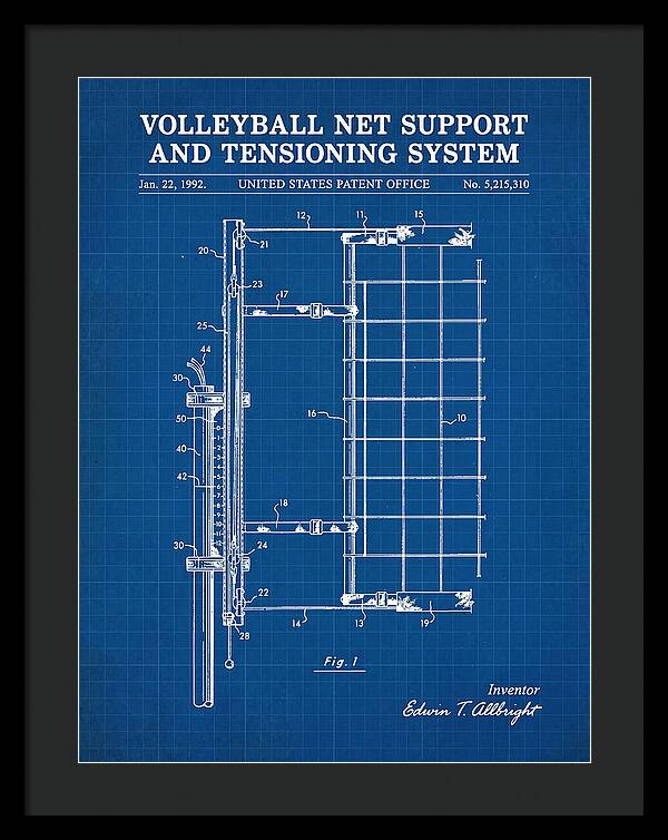Volleyball Net Support And Tensioning System Blueprint Patent Us5215310