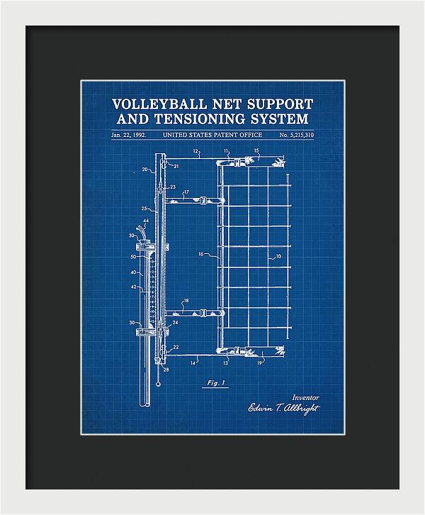 Volleyball Net Support And Tensioning System Blueprint Patent Us5215310