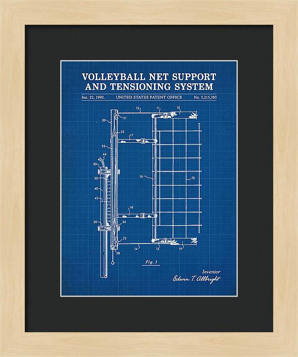 Volleyball Net Support And Tensioning System Blueprint Patent Us5215310