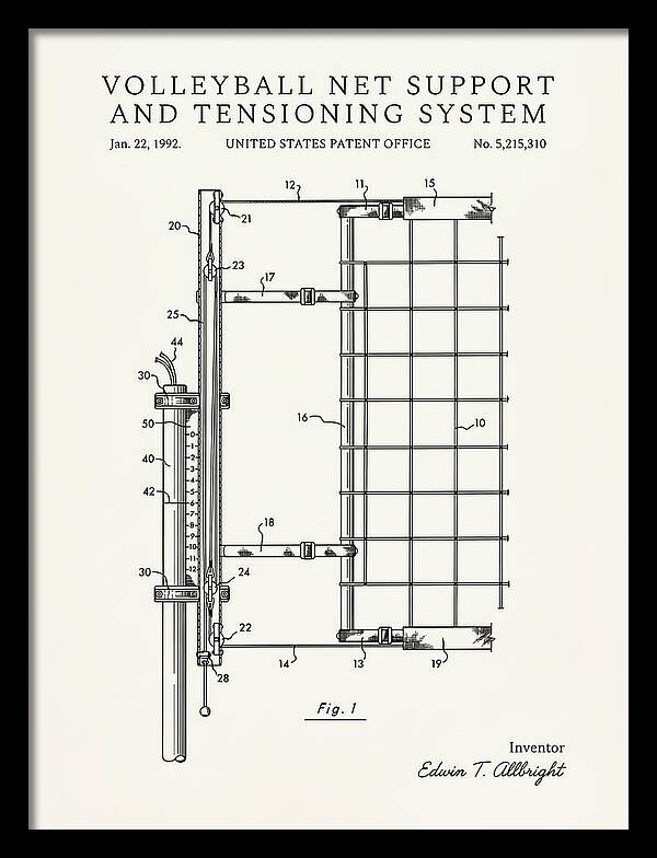 Volleyball Net Support And Tensioning System Minimalist Patent Us5215310