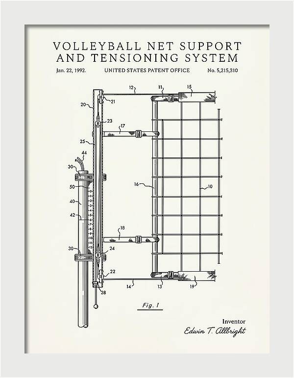 Volleyball Net Support And Tensioning System Minimalist Patent Us5215310