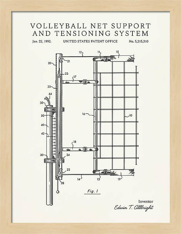 Volleyball Net Support And Tensioning System Minimalist Patent Us5215310