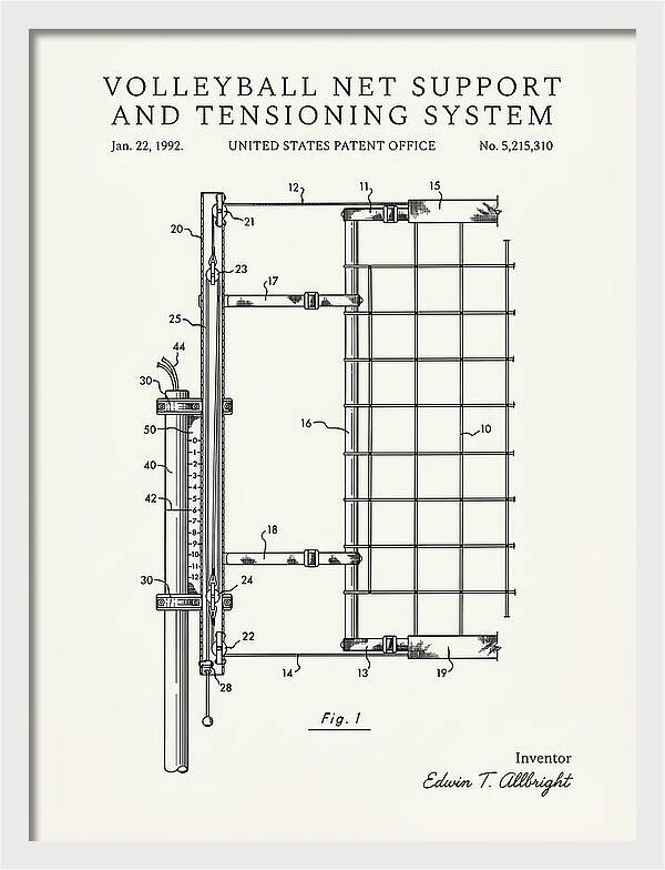 Volleyball Net Support And Tensioning System Minimalist Patent Us5215310