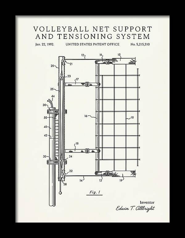 Volleyball Net Support And Tensioning System Minimalist Patent Us5215310