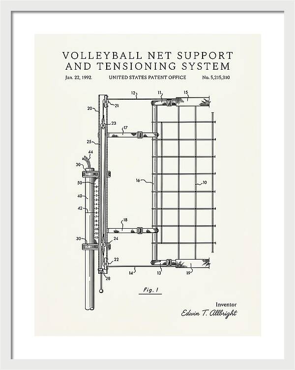Volleyball Net Support And Tensioning System Minimalist Patent Us5215310