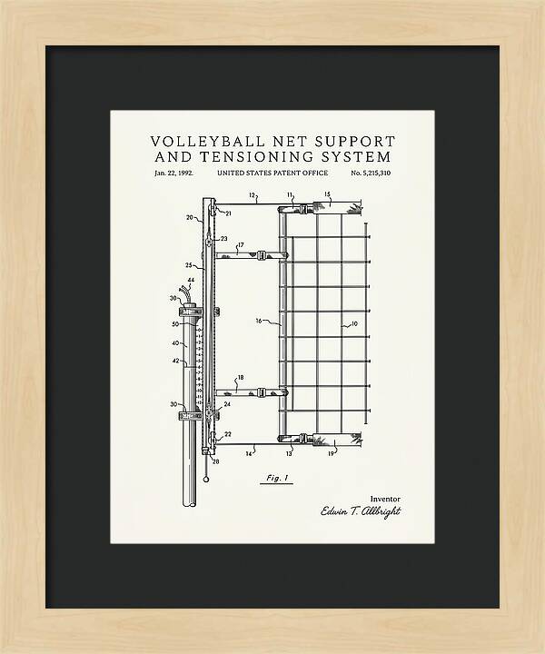 Volleyball Net Support And Tensioning System Minimalist Patent Us5215310