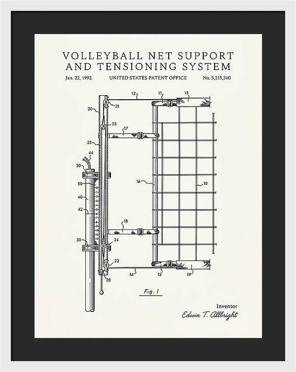 Volleyball Net Support And Tensioning System Minimalist Patent Us5215310