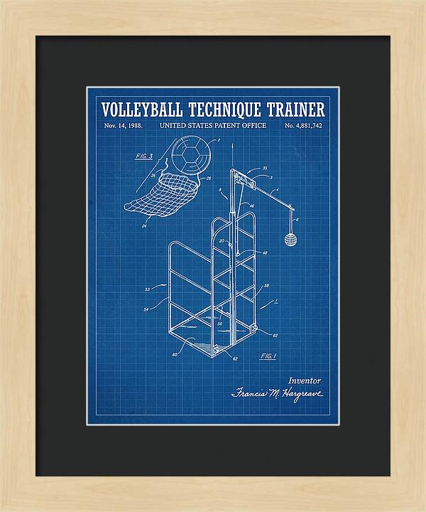 Volleyball Technique Trainer Blueprint Patent Us4881742