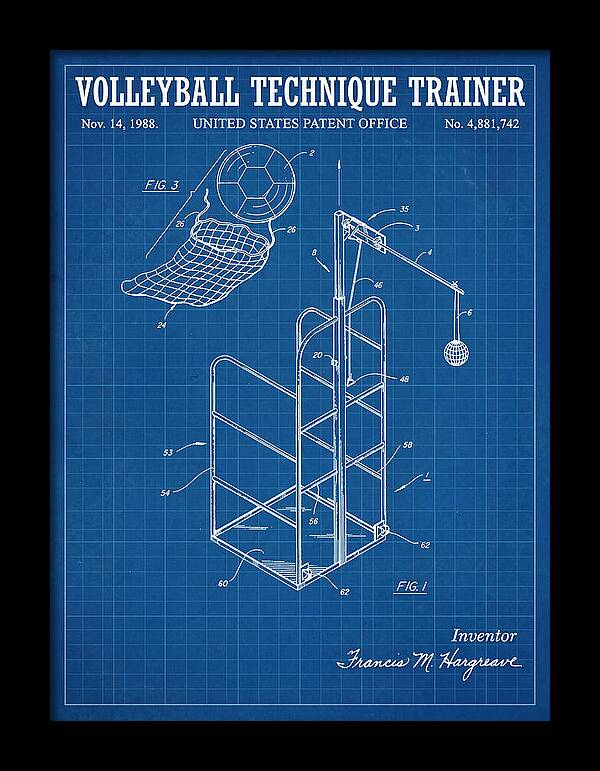 Volleyball Technique Trainer Blueprint Patent Us4881742