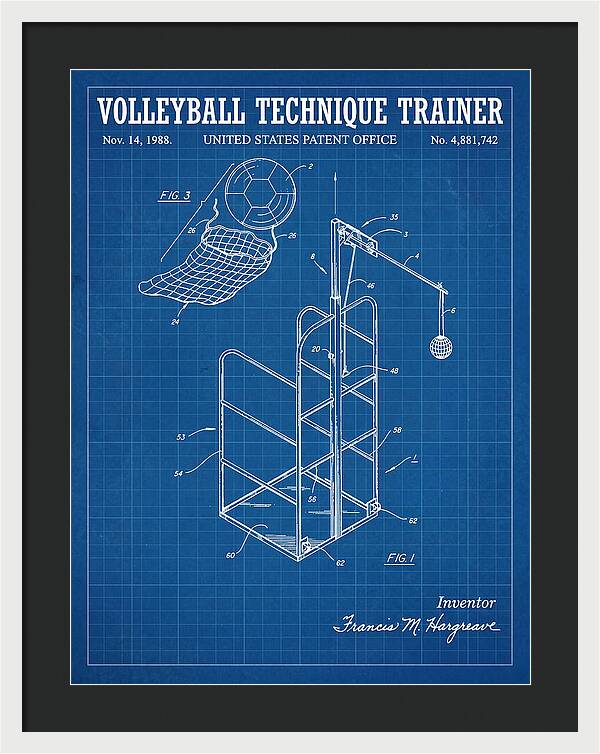 Volleyball Technique Trainer Blueprint Patent Us4881742