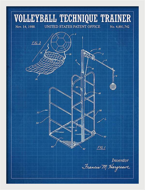 Volleyball Technique Trainer Blueprint Patent Us4881742