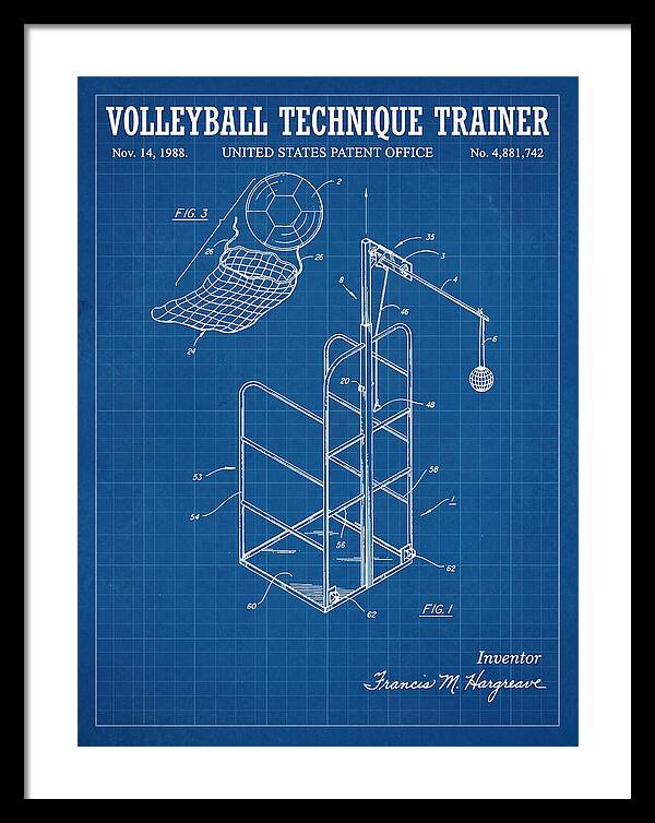 Volleyball Technique Trainer Blueprint Patent Us4881742