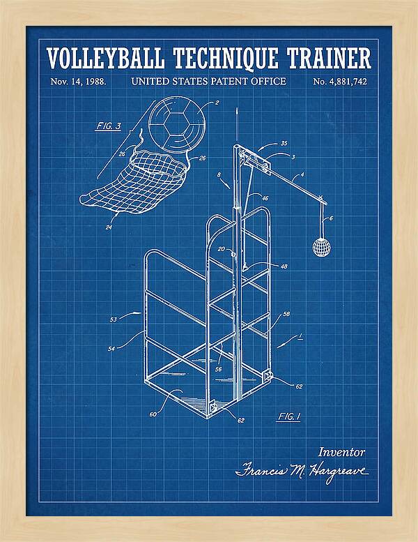 Volleyball Technique Trainer Blueprint Patent Us4881742