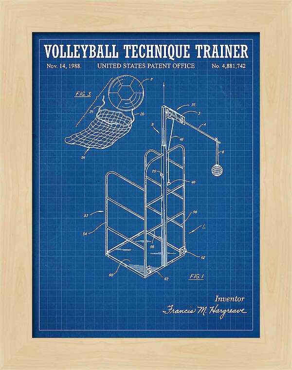 Volleyball Technique Trainer Blueprint Patent Us4881742