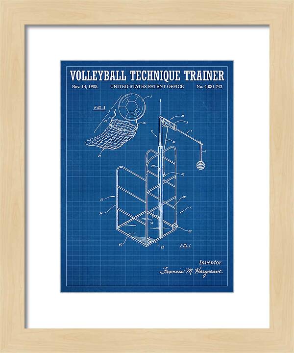 Volleyball Technique Trainer Blueprint Patent Us4881742