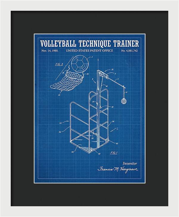 Volleyball Technique Trainer Blueprint Patent Us4881742