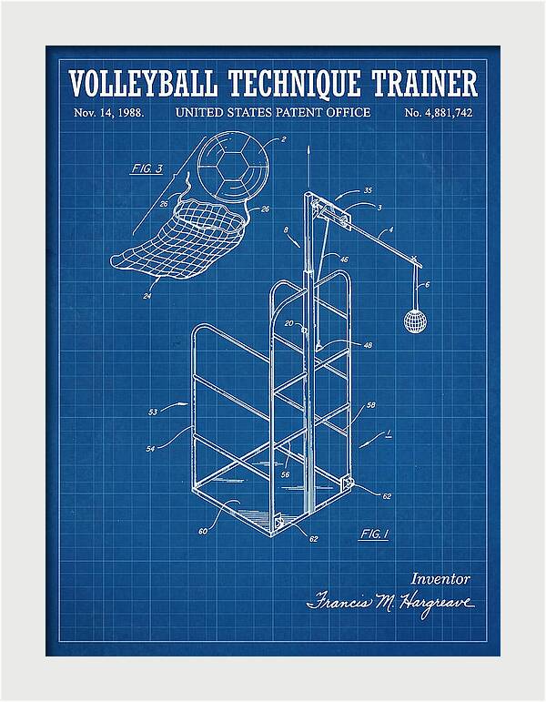 Volleyball Technique Trainer Blueprint Patent Us4881742