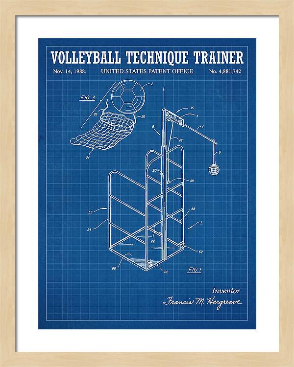 Volleyball Technique Trainer Blueprint Patent Us4881742