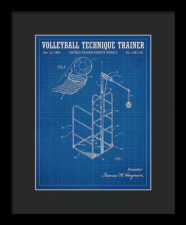 Volleyball Technique Trainer Blueprint Patent Us4881742