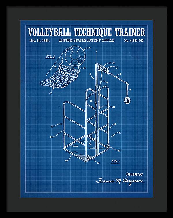 Volleyball Technique Trainer Blueprint Patent Us4881742