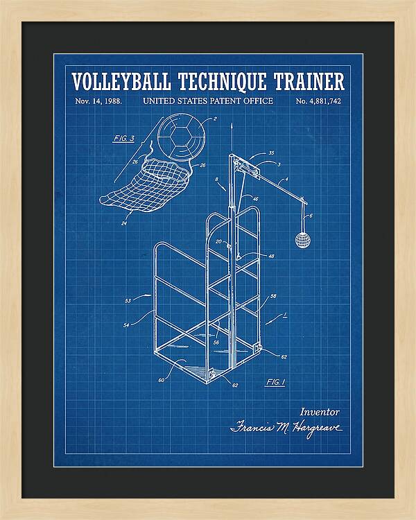 Volleyball Technique Trainer Blueprint Patent Us4881742