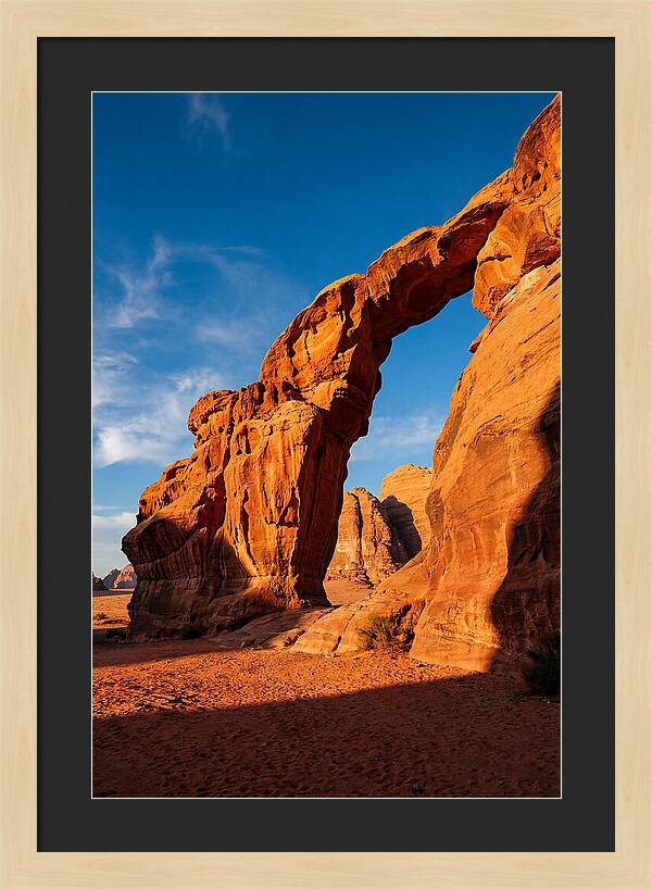 Wadi Rum Desert Arch At Golden Hour
