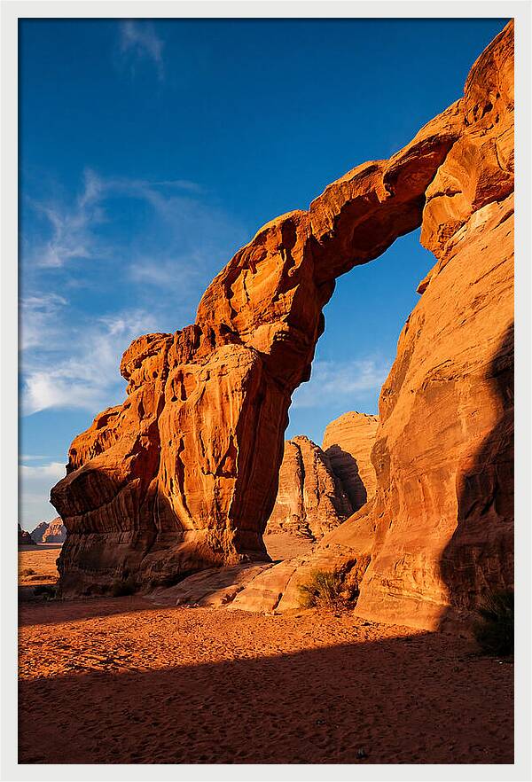 Wadi Rum Desert Arch At Golden Hour