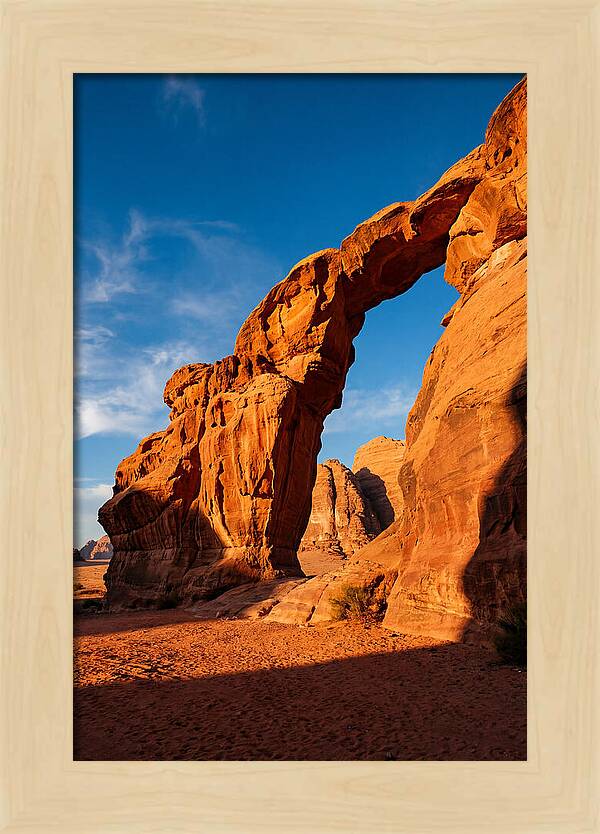 Wadi Rum Desert Arch At Golden Hour