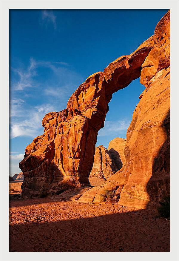 Wadi Rum Desert Arch At Golden Hour