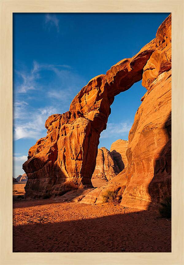 Wadi Rum Desert Arch At Golden Hour