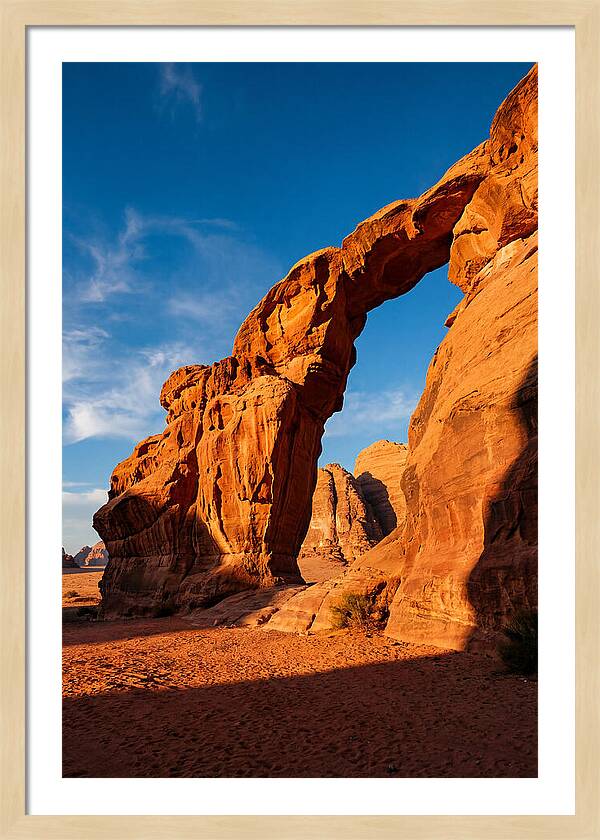 Wadi Rum Desert Arch At Golden Hour